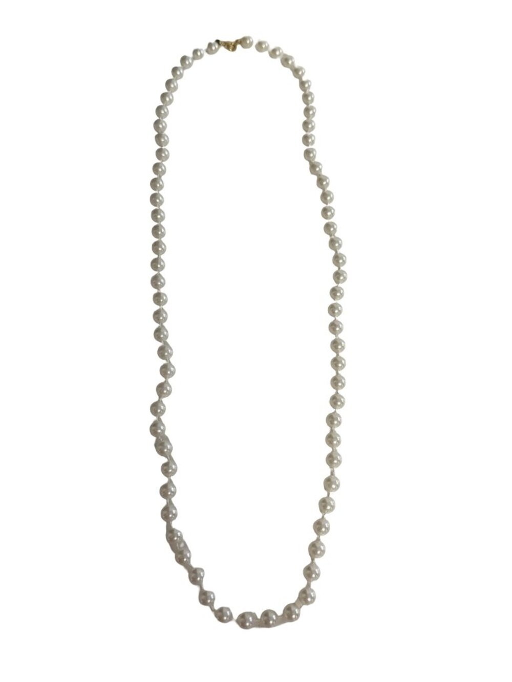 Vintage WLIND 14KGE Faux Pearl Necklace 28 Inch Graduated Cream Pearls